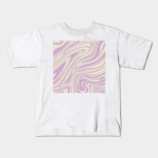 Groovy Swirling Liquid Pattern - Lilac & Ecru Kids T-Shirt